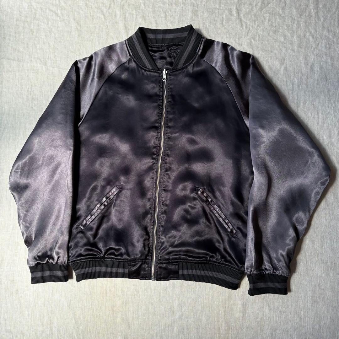 絡繰魂 URUSHI 漆黒 龍 三日月 刺繍 ブラック リバーシブル スカジャン