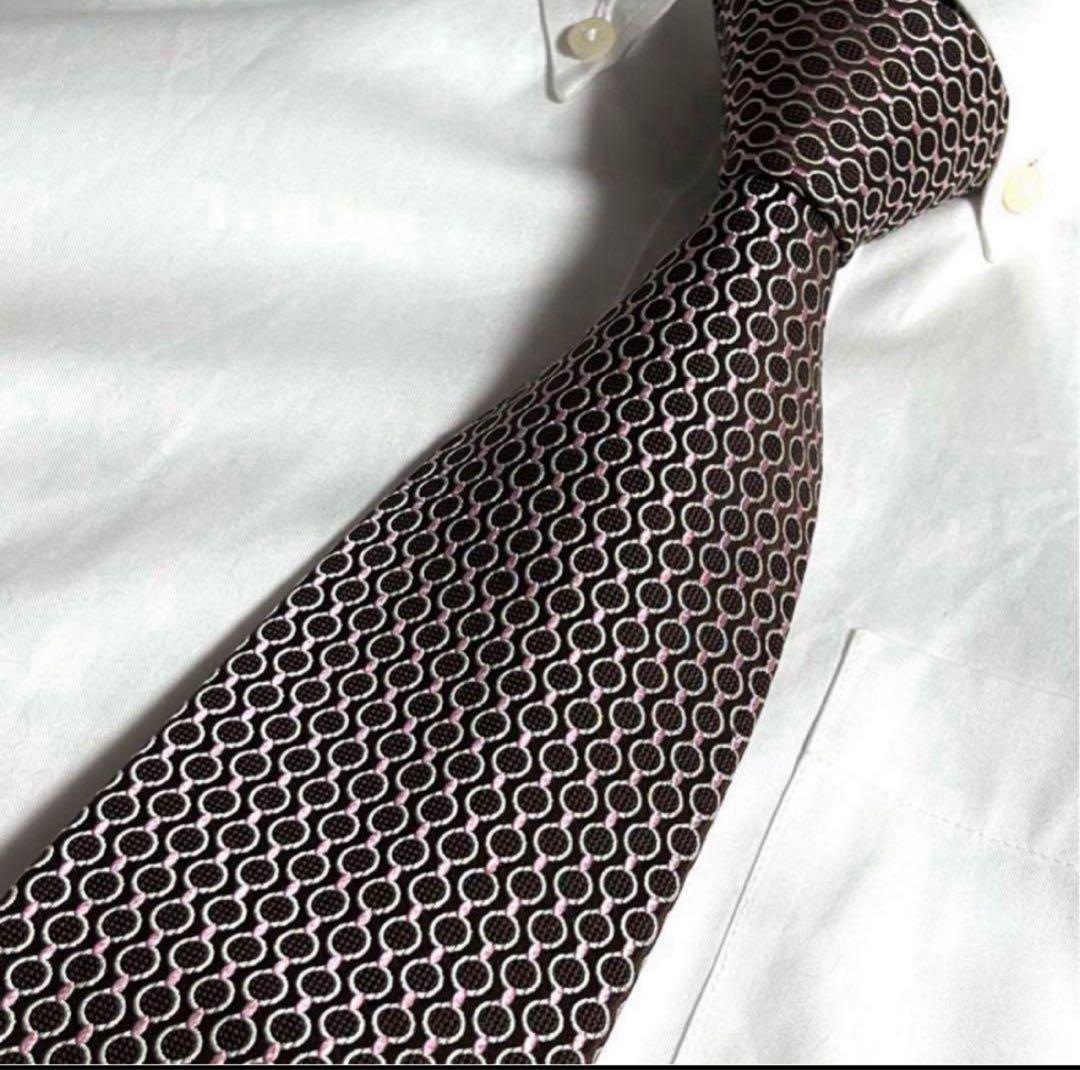 Ermenegildo Zegna ネクタイ ブラウン ドット パターン柄