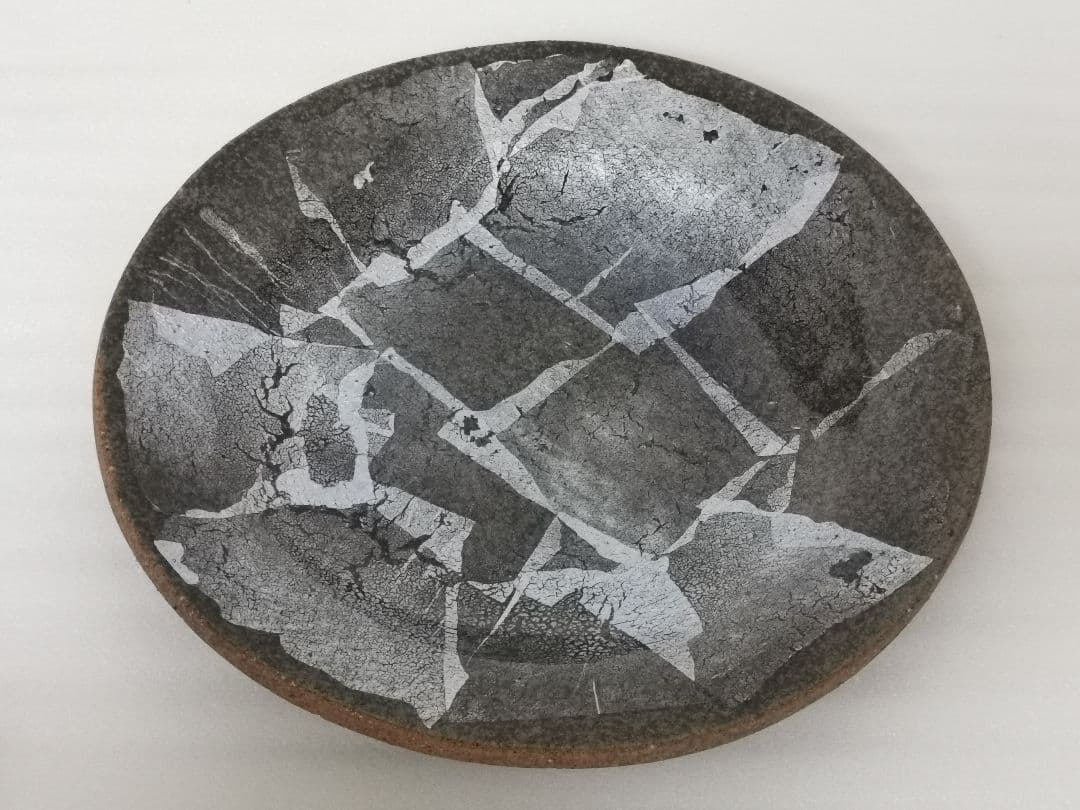 九谷焼 博峰窯 柴田博 7号 22cm 皿 盛皿 銀彩 K5-372