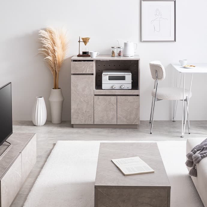 【幅80cm】Sincereレンジ台 キッチン収納 コンセント キャスター