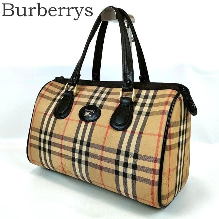 バーバリー ノバチェック ミニボストンバッグ シャドーホース ロゴ ベージュ