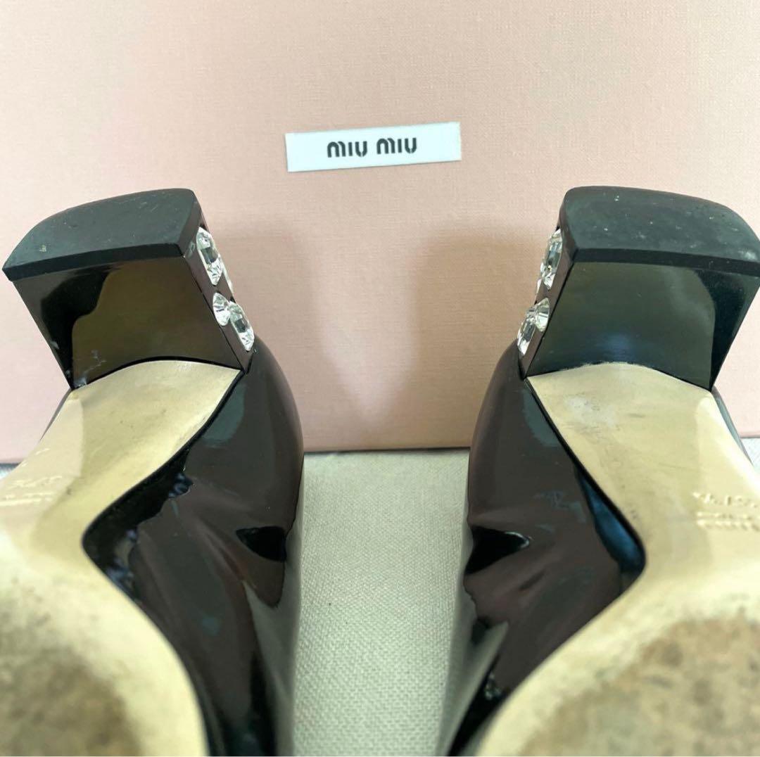 ミュウミュウ miumiu ビジュー ブラックパンプスオープン サンダル 24