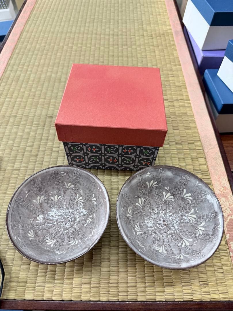 花模様深碗ボウル2個セット　陶楽　1011