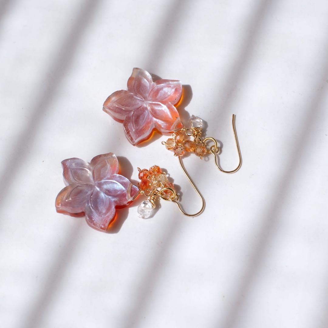 Q's B 14kgfダブルプルメリアカービングピアス