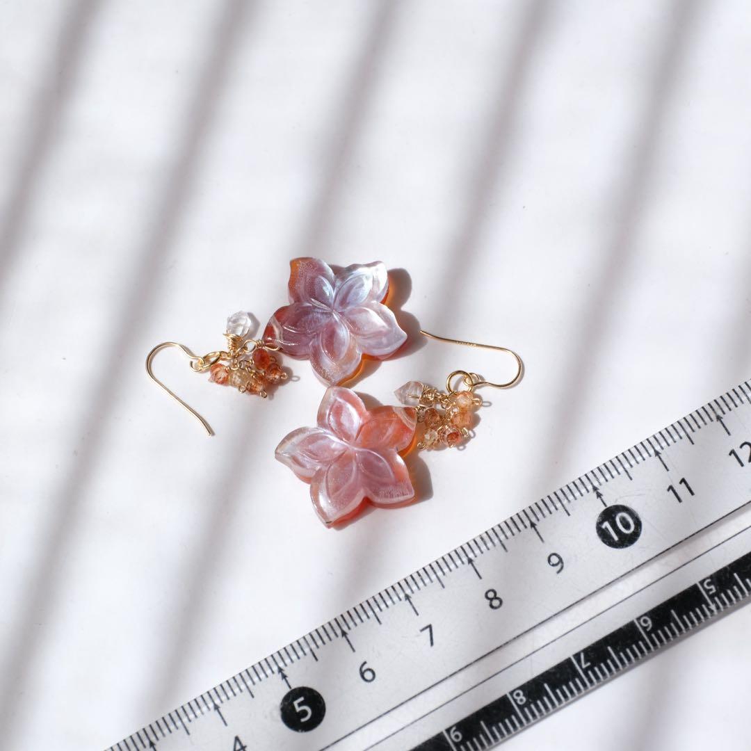 Q's B 14kgfダブルプルメリアカービングピアス