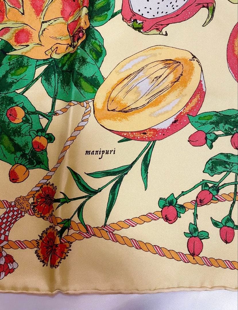 マニプリ　manipuri フルーツバスケット　スカーフ ベージュ　イエロー