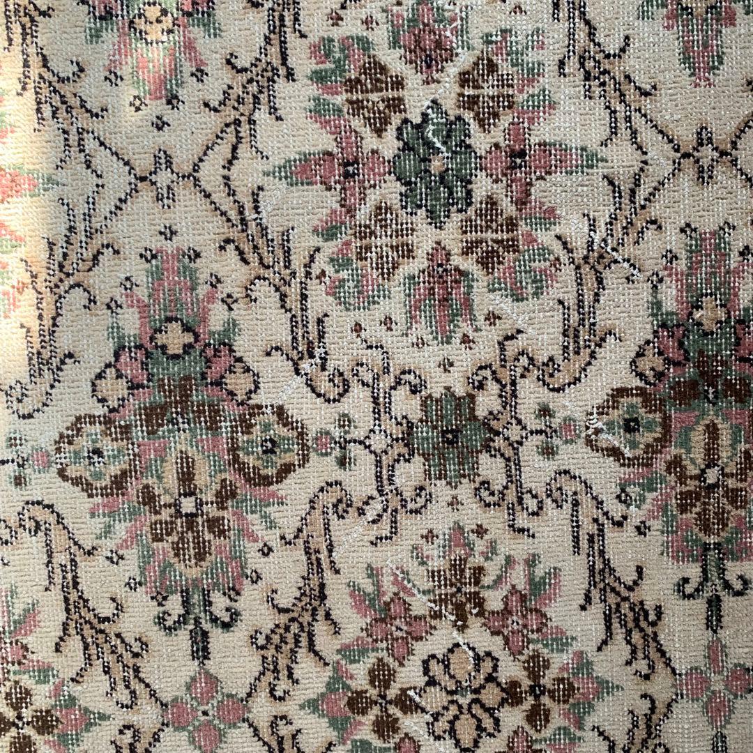 トルコヴィンテージラグ　204×108 くすみピンク　キャラメルベージュ　トルコ