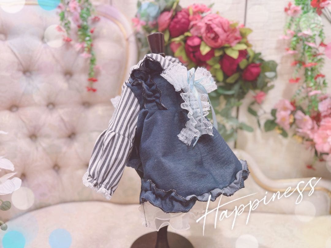 B445.pon2pan2☆犬☆デニムニットスモックワンピ