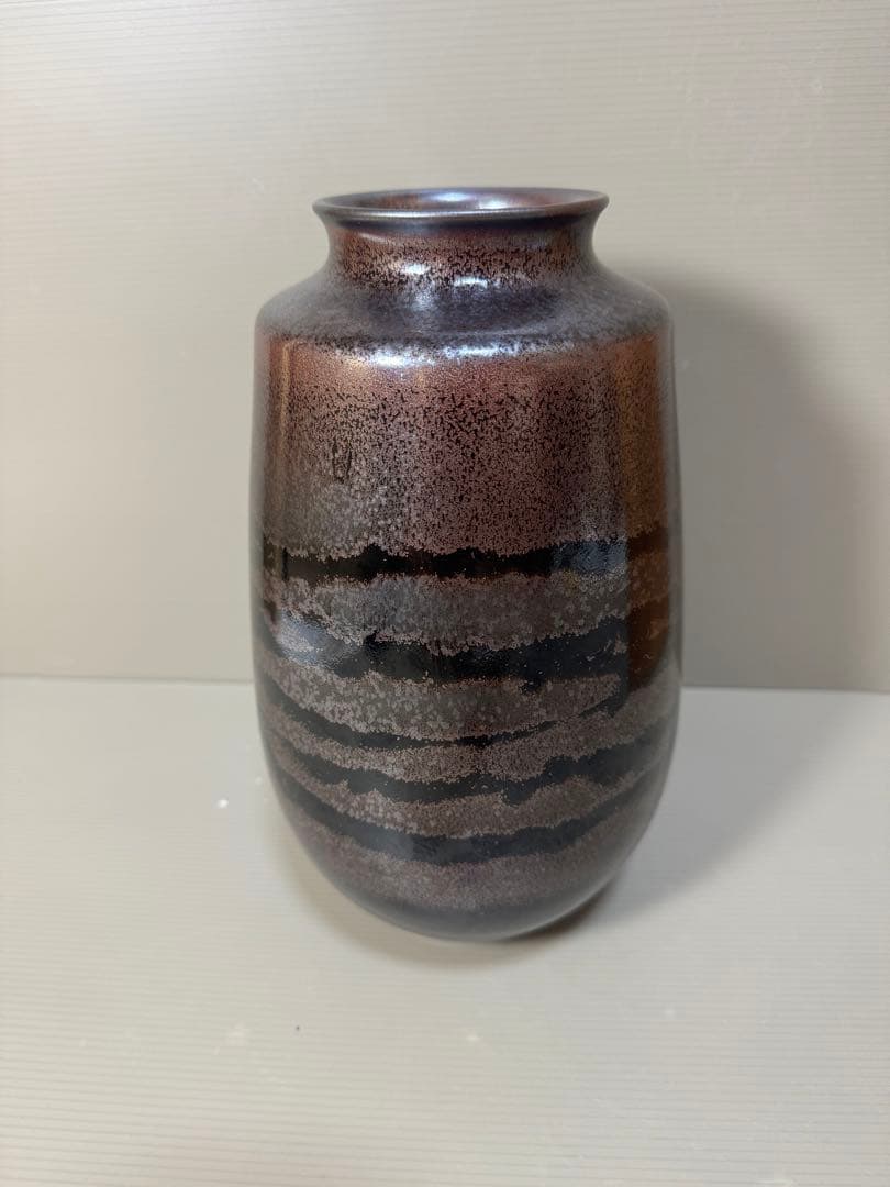 2285 藤井朱明作　天目白光　花瓶　未使用