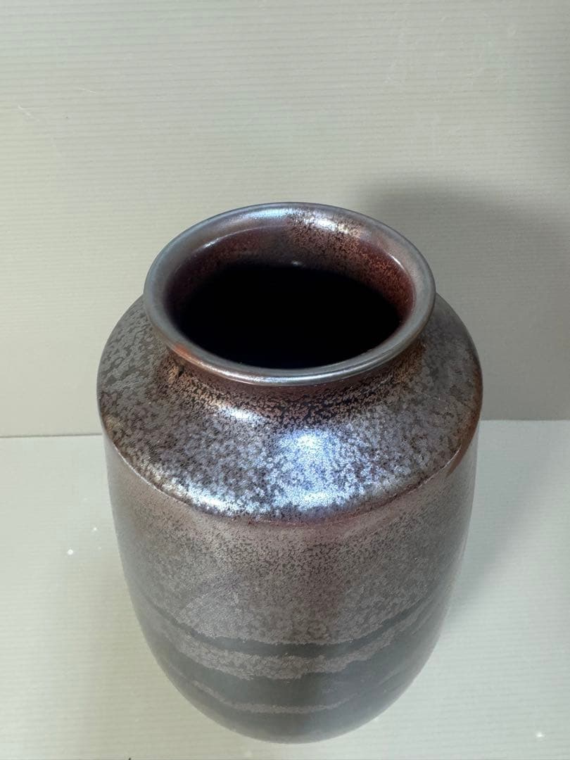 2285 藤井朱明作　天目白光　花瓶　未使用