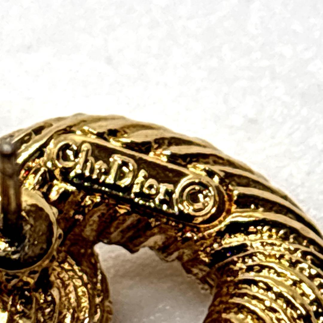 な 美品 ディオール ツイスト ピアス ラインストーン ゴールド 刻印