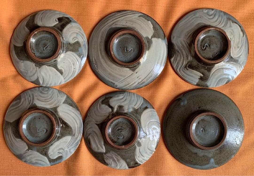 希少　島岡達三窯　刷毛目皿　5寸皿　銘々皿　6枚　在銘