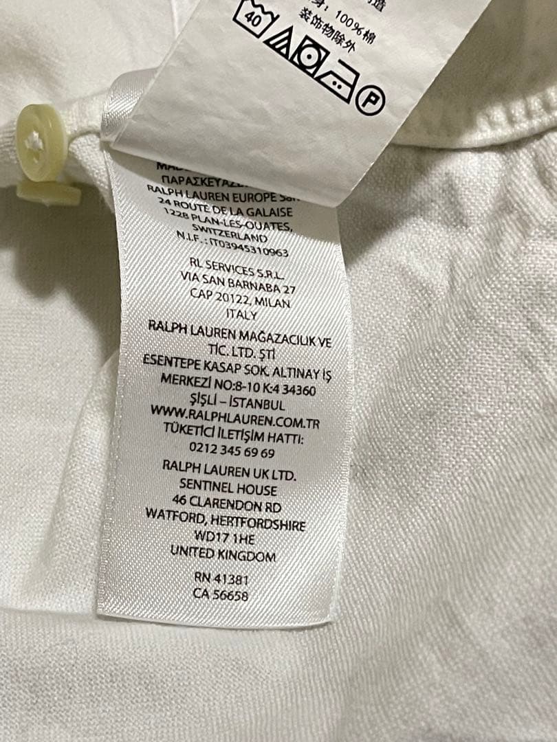 ポロ ラルフローレン ボタンダウンシャツ ビッグシャツ 裾ポニー 白