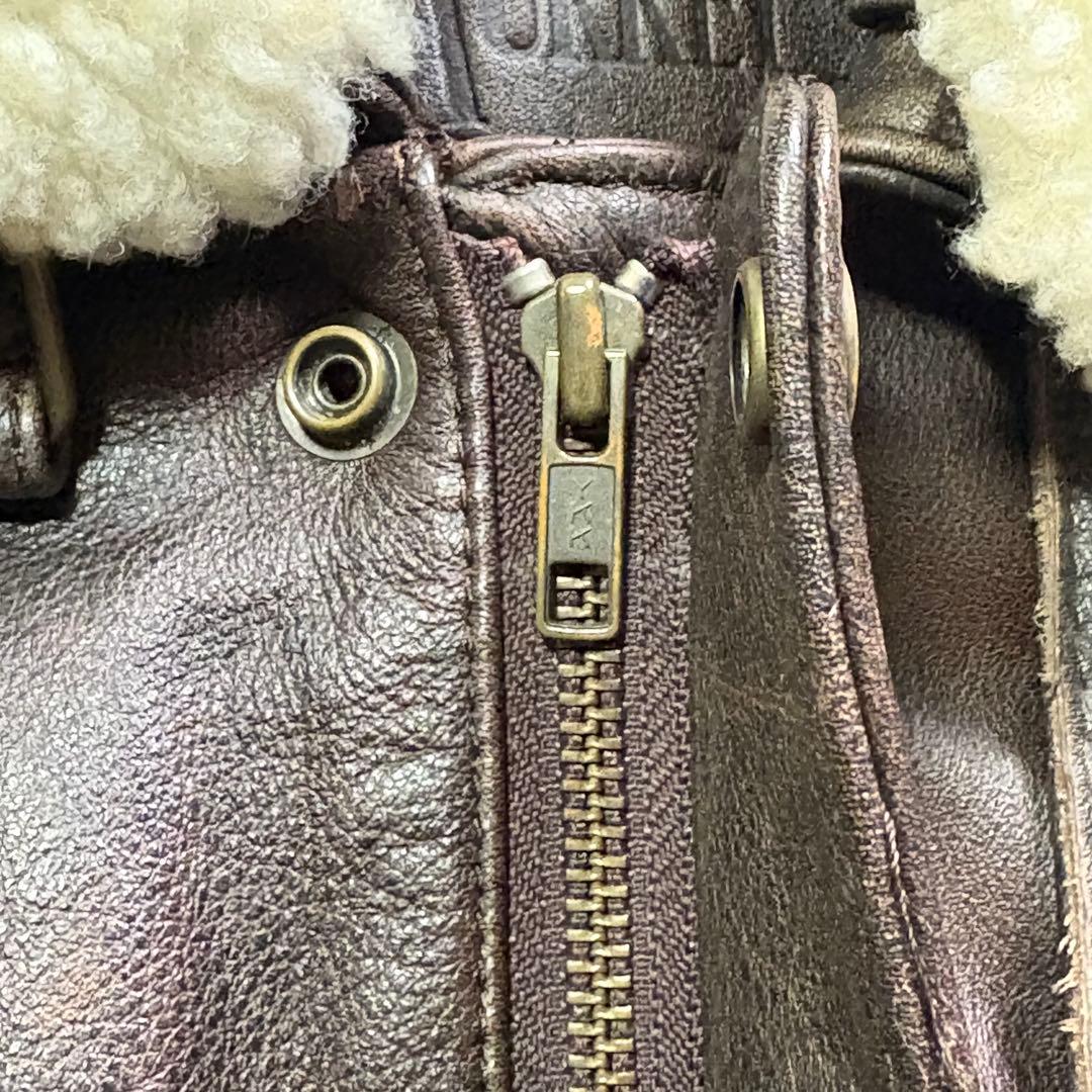 vintage A-2 レザージャケット　襟ボア着脱可能　牛革　短丈　M