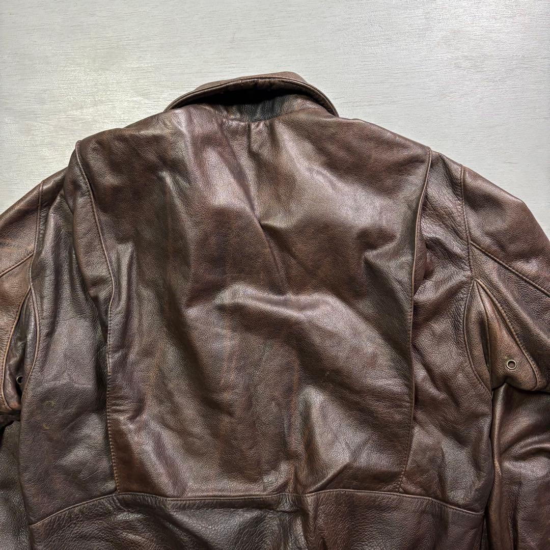 vintage A-2 レザージャケット　襟ボア着脱可能　牛革　短丈　M