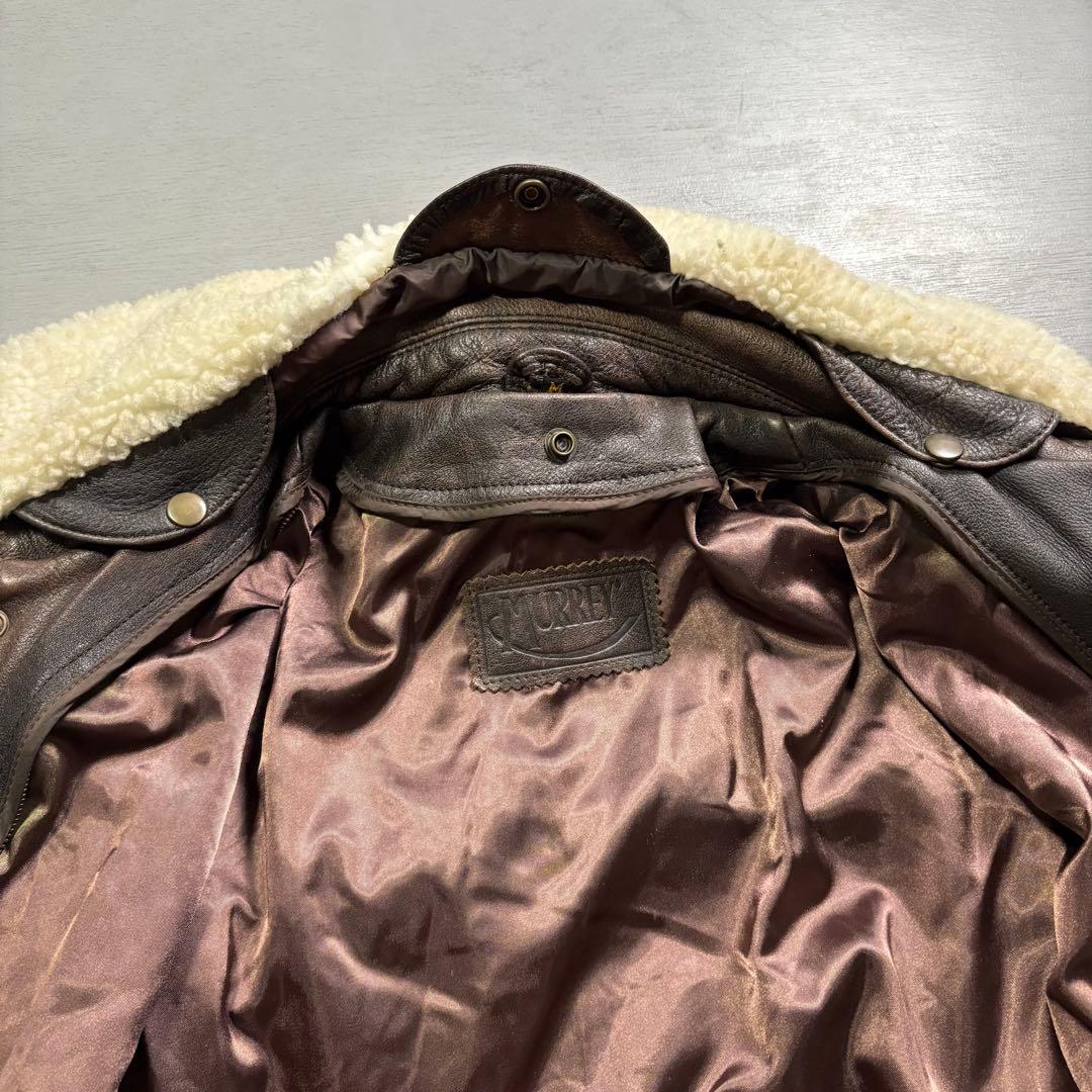 vintage A-2 レザージャケット　襟ボア着脱可能　牛革　短丈　M