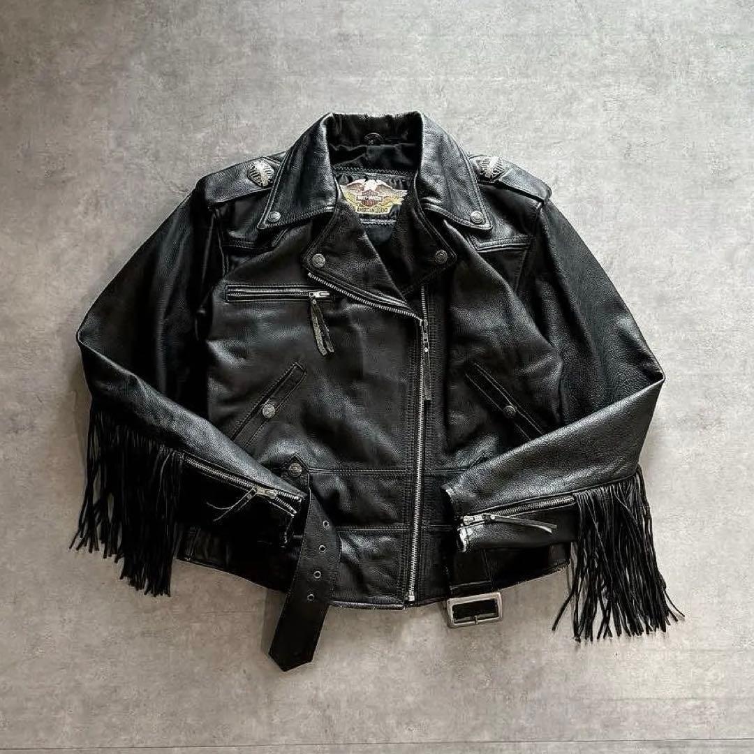 【超希少】90s 短丈 ハーレーダビッドソン ライダースレザージャケット M