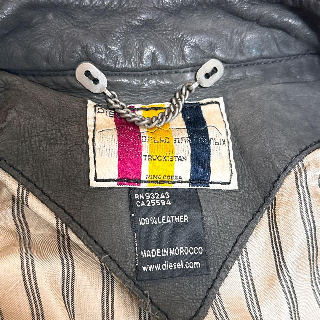 希少✨ ディーゼル シングルライダースジャケット レザー チャコールグレー