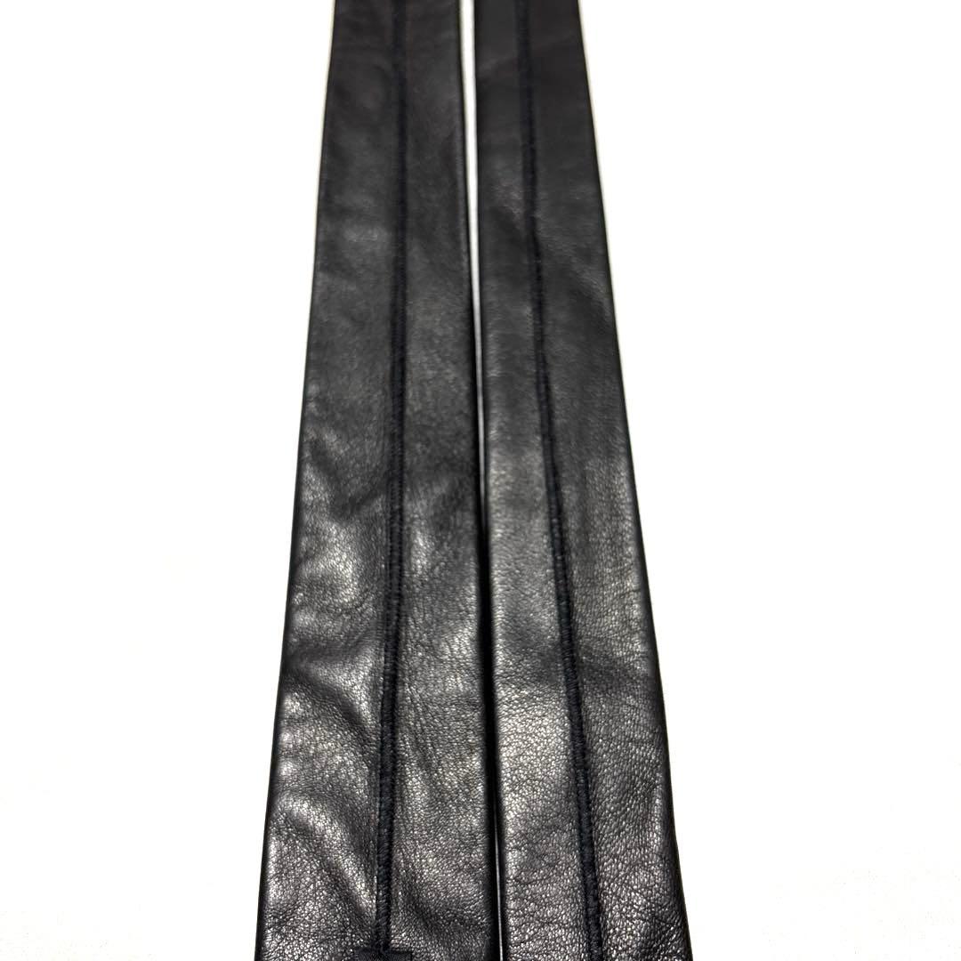 GUCCI グッチ　ネクタイ　レザー　ブラック　羊革　ナロータイ　美品　超希少