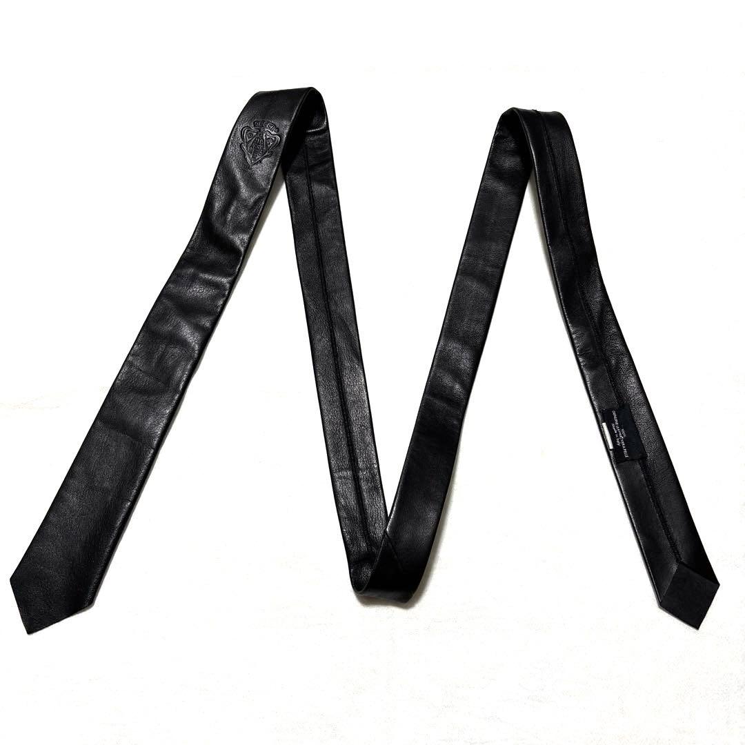 GUCCI グッチ　ネクタイ　レザー　ブラック　羊革　ナロータイ　美品　超希少