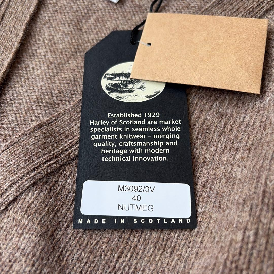 【新品】カーディガン ハーレーオブスコットランド グレージュ サイズ40