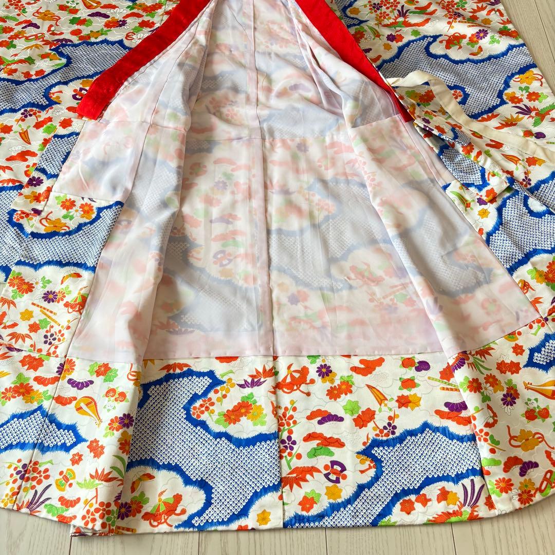 七五三 着物　7歳　青　白　美品