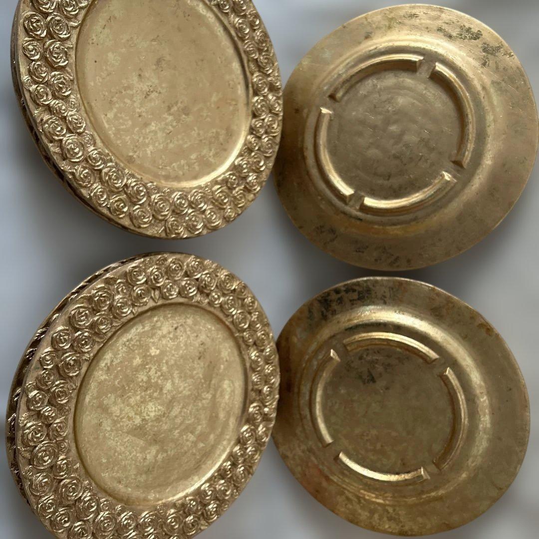 クリスマスプレートセット　 ６枚組　　ゴールド 薔薇模様 アンダープレート