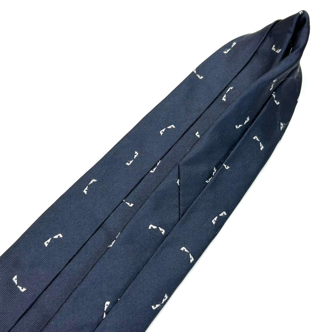 【極美品✨】フェンディ ネクタイ ネイビー モンスター バグズ 現行 高級シルク