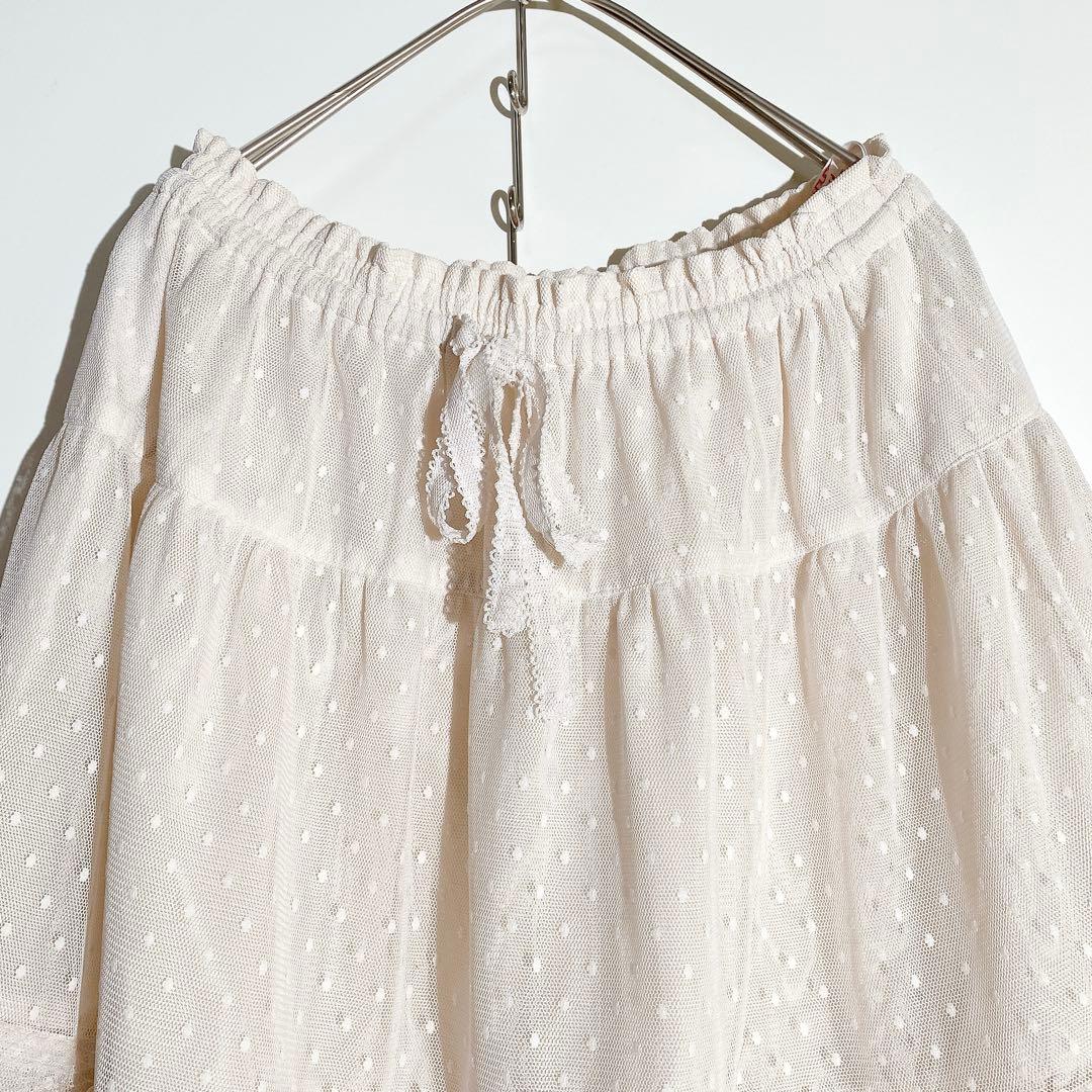 【美品】 25年 PINK HOUSE ポルカドットチュールフリル使いスカート①