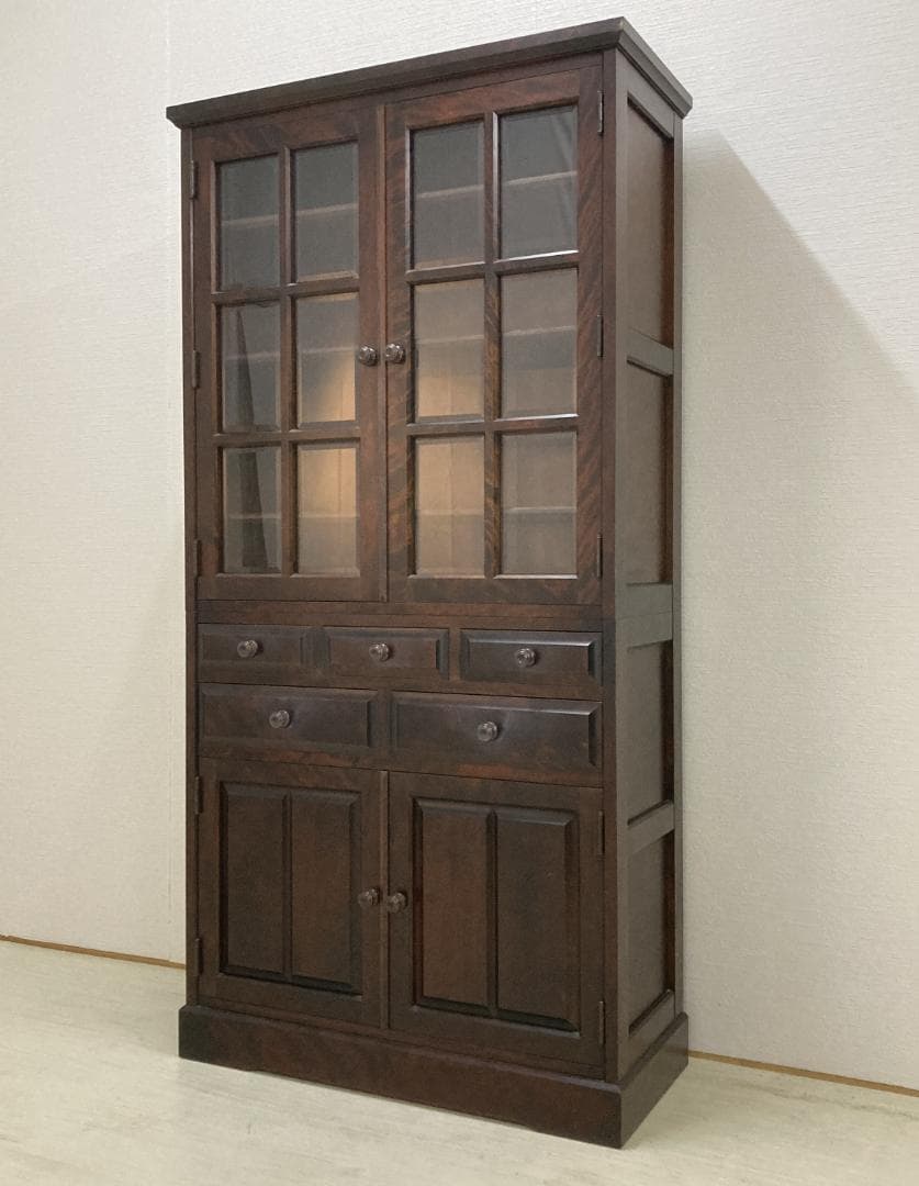 北海道民芸家具 食器棚 カップボード キッチンボード 木製 収納棚 無垢材 樺材