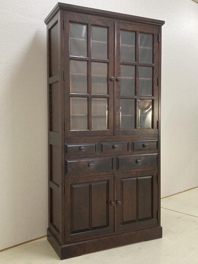 北海道民芸家具 食器棚 カップボード キッチンボード 木製 収納棚 無垢材 樺材