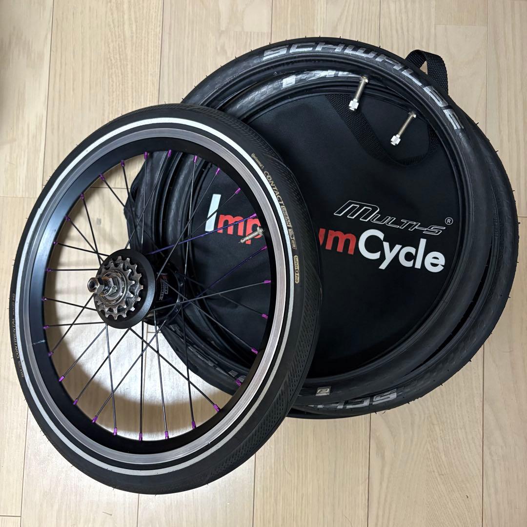 ブロンプトン純正6速ハブ＋手組みホイール＋16インチ用ホイールケース＋予備タイヤ