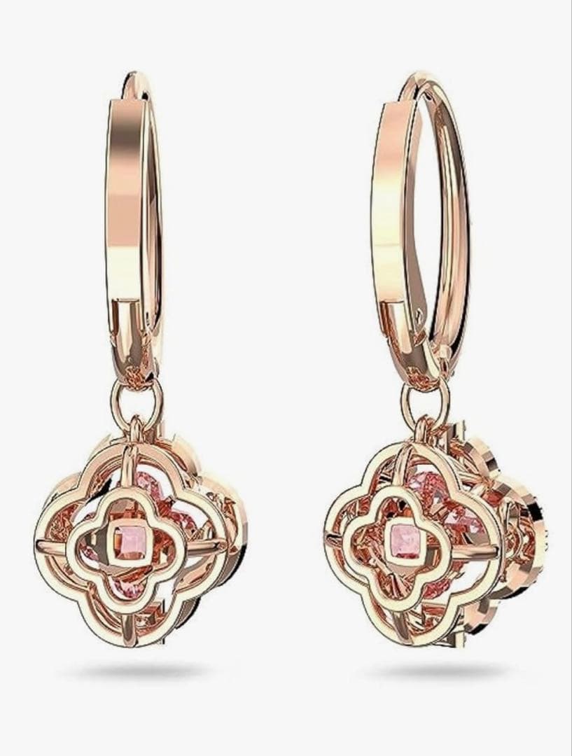 スワロフスキー Una ドロップピアス ローズゴールドストーン 箱付き