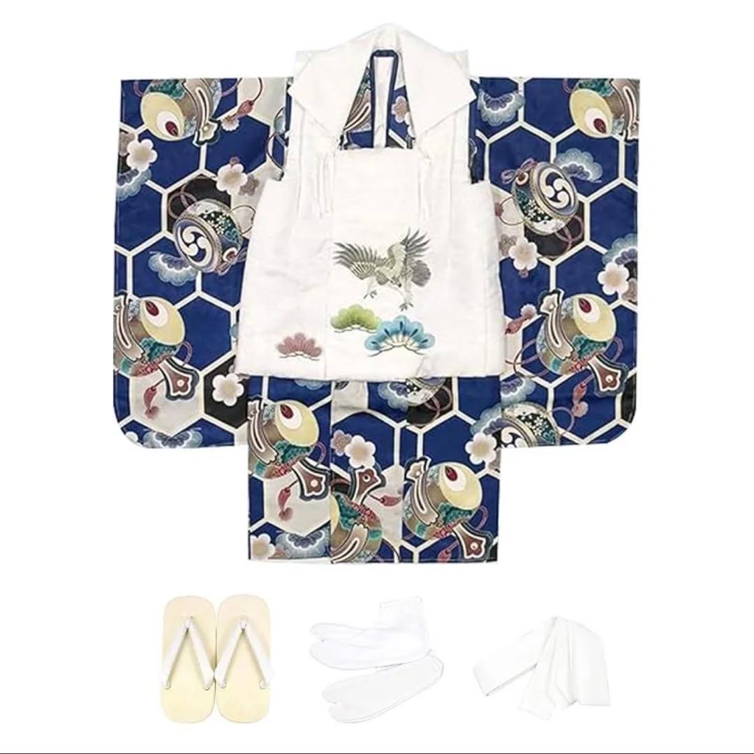 新品　七五三　男の子　男児　被布　3歳　青色　ブルー