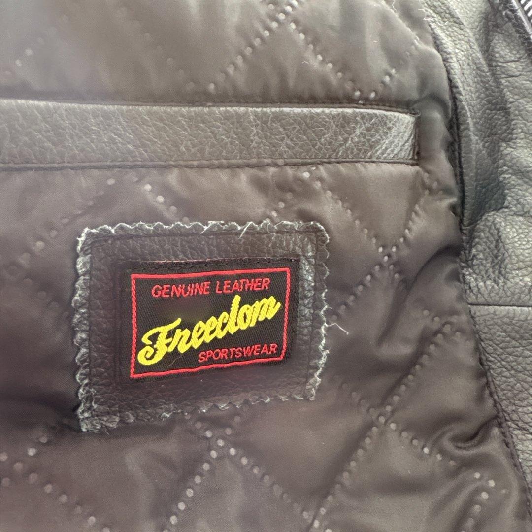 【ビックサイズ】美品　フリーダム　シングルライダースXL 黒　水牛革　ノーカラー