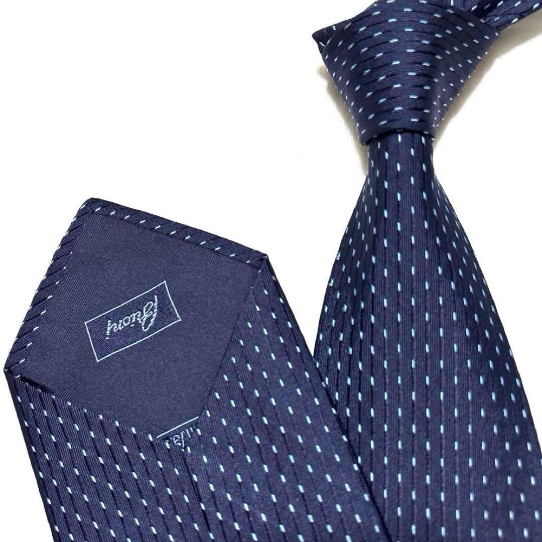 Brioni ブリオーニ　ネクタイ　ネイビー　縦ドット　美品