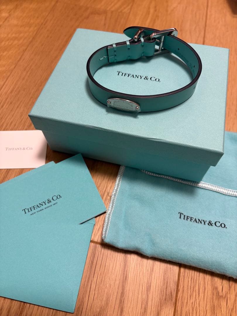未使用品 XSサイズTiffany ティファニーレザー 犬首輪ドッグカラーペット
