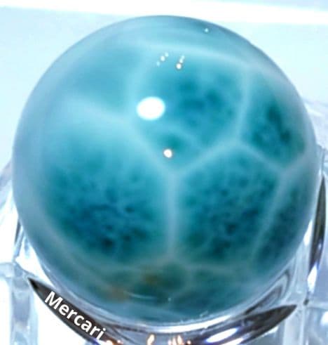 高品質ラリマー　スフィア　大玉22.3mm サッカーボール模様　極上海面模様