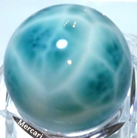 高品質ラリマー　スフィア　大玉22.3mm サッカーボール模様　極上海面模様