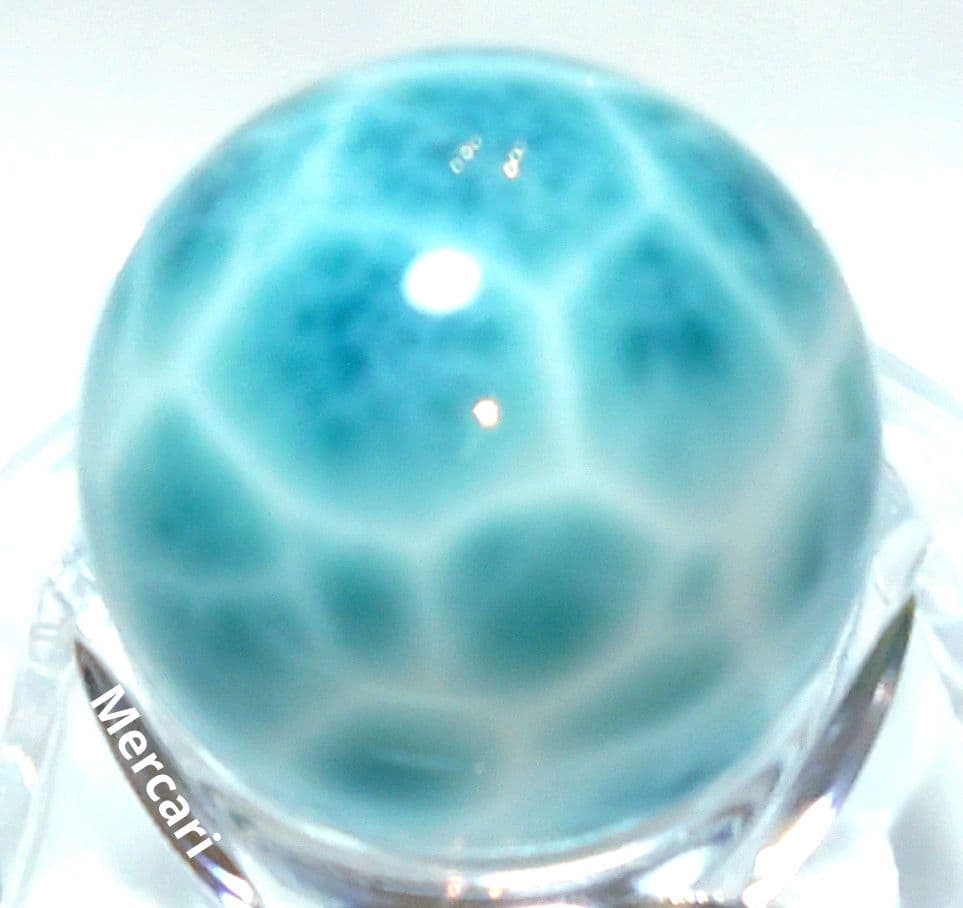 高品質ラリマー　スフィア　大玉22.3mm サッカーボール模様　極上海面模様