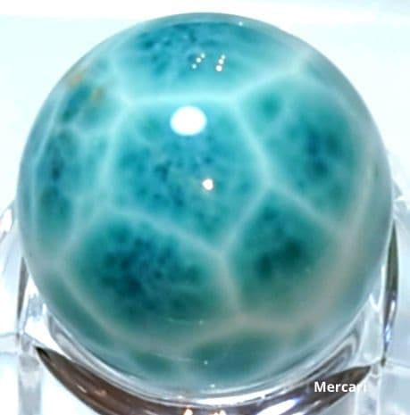 高品質ラリマー　スフィア　大玉22.3mm サッカーボール模様　極上海面模様