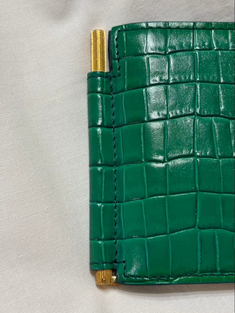 【BIGさま専用】美品 TOM FORD グリーン クロコ型押し マネークリップ