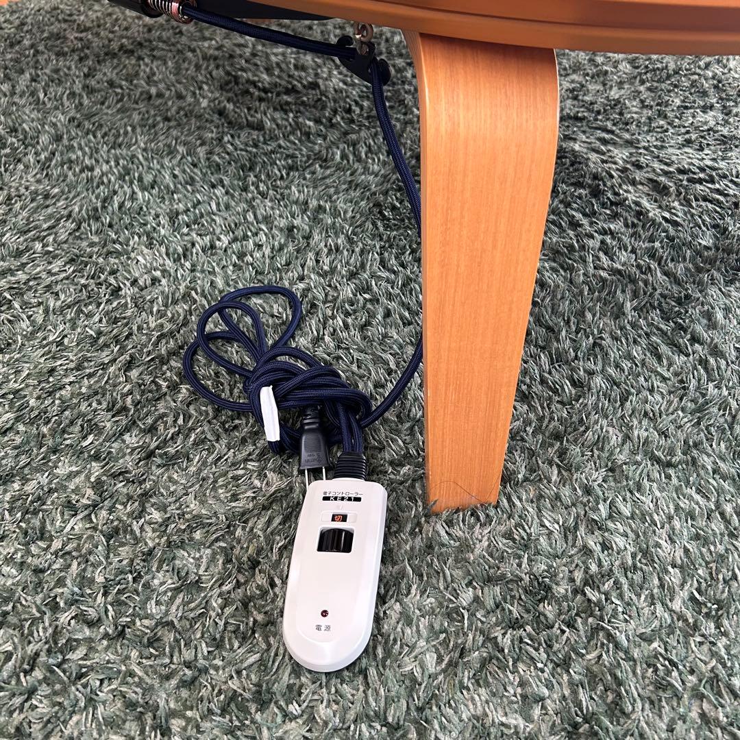 無印こたつ　テーブル　楕円形　布団付き　フラットヒーター　リモコン　脚取り外し可