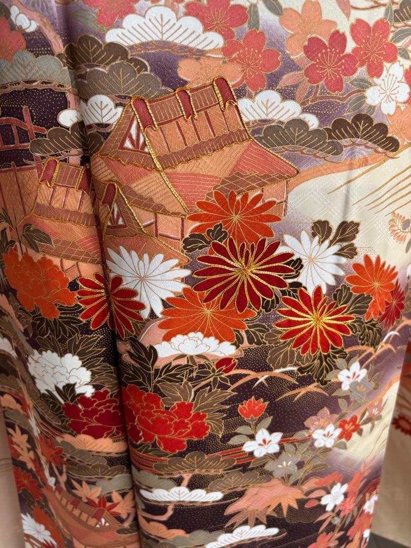 ♡ 【特別大特価❣️④】振袖フルセット　正絹　成人式　ベージュ系