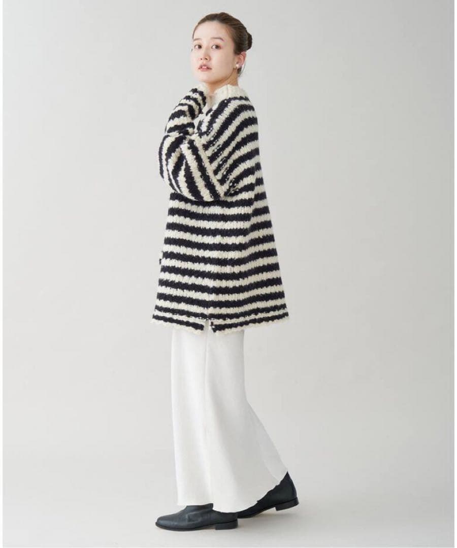 IENA BLACK ハイネックボーダーニット