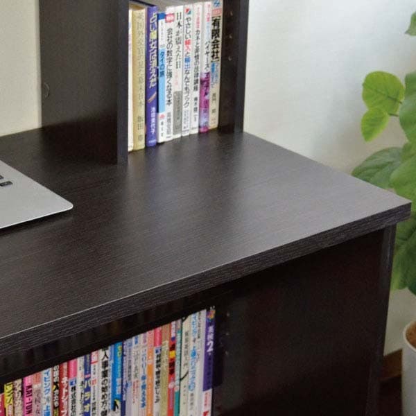 【新品送料無料】パソコンデスク 83幅 書棚付き ダークブラウン 学習机 書斎机