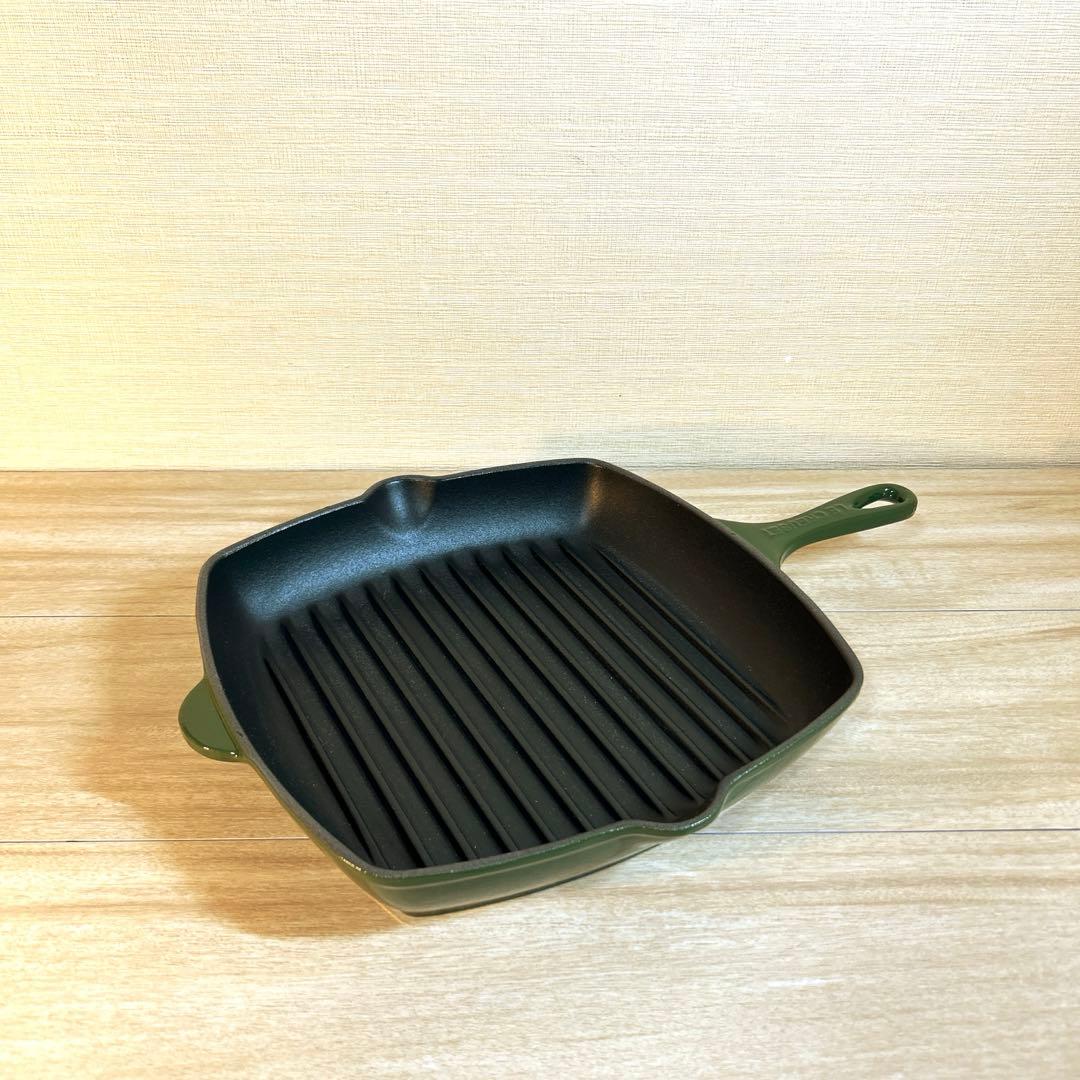 ルクルーゼ　スクエア　スキレット　グリルパン　グリル　26cm グリーン