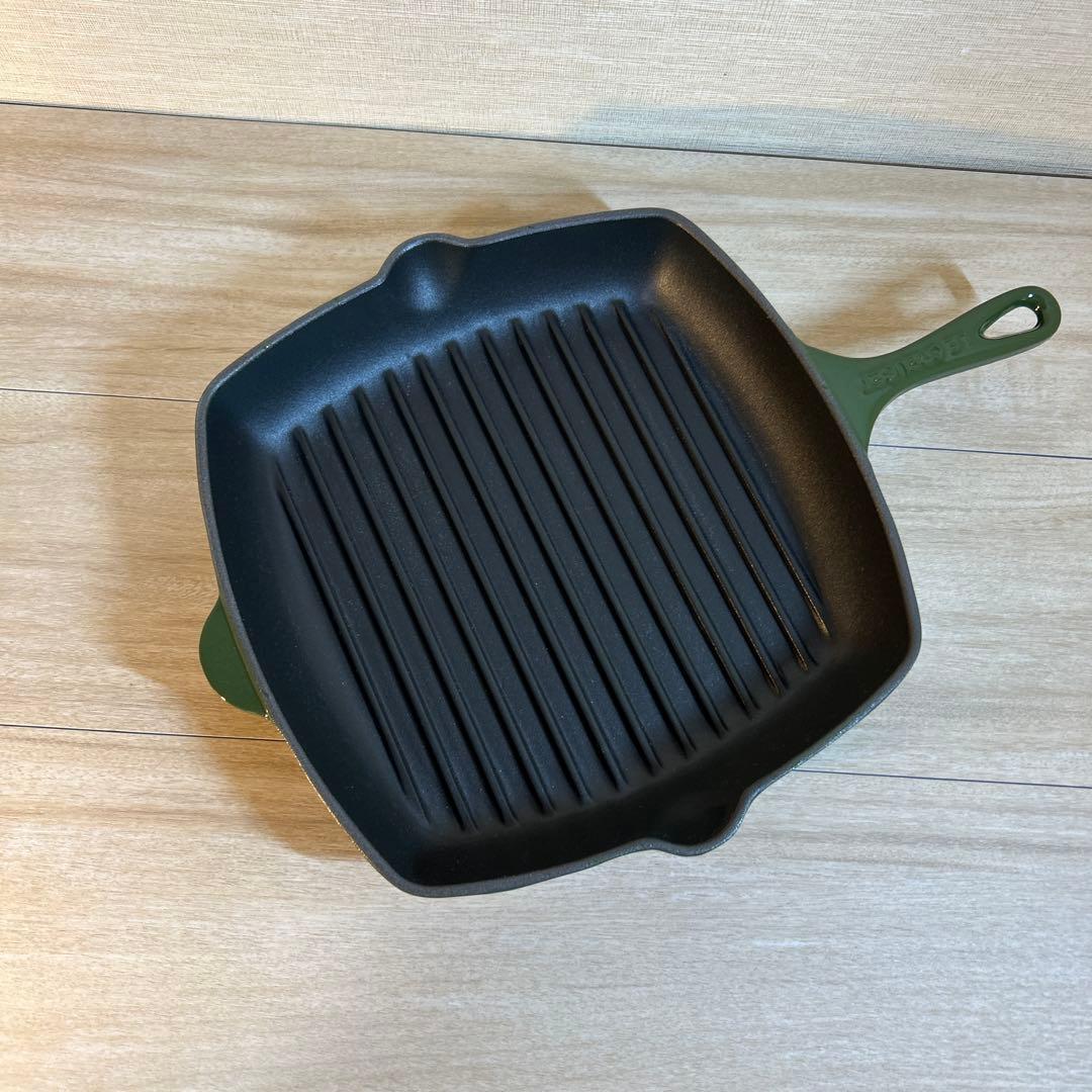 ルクルーゼ　スクエア　スキレット　グリルパン　グリル　26cm グリーン