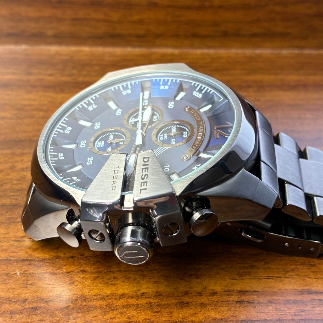 美品✨DIESEL ディーゼル メンズ腕時計 メガチーフ クロノグラフ ガンメタ