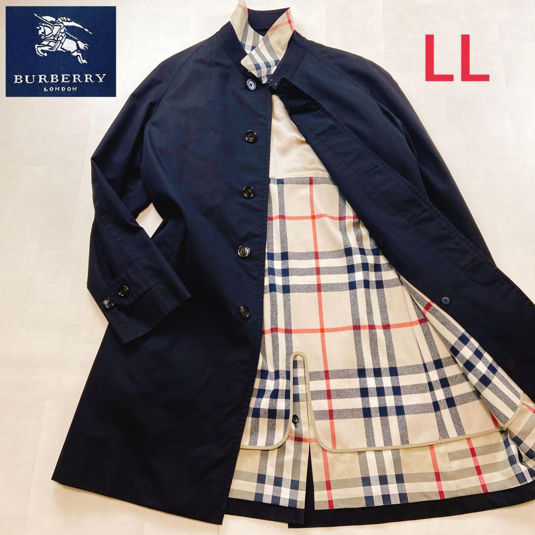 美品 襟裏チェック メガチェック 大きいサイズLL バーバリーロンドン ライナー